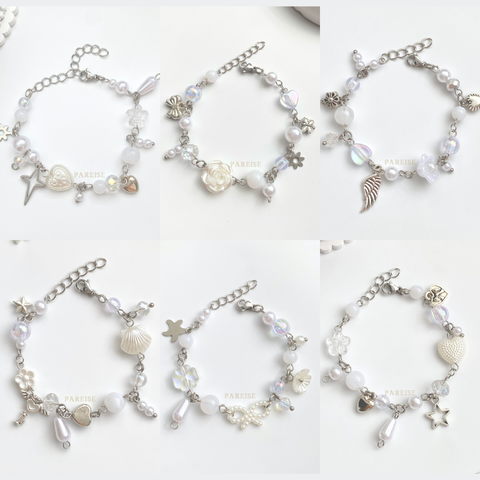 Vòng tay coquette trắng thép ko gỉ