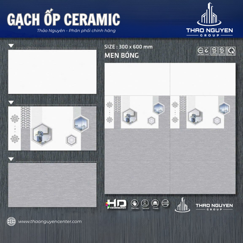Bộ gạch ốp tường Redstar 300x600mm Ceramic RTC36.8920