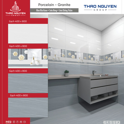 Bộ gạch ốp tường Redstar 400x800mm Porcelain REP48.8818