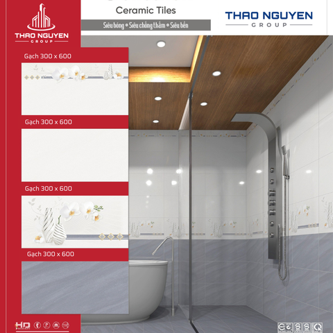 Bộ gạch ốp tường Redstar 300x600mm Ceramic REC36.8830