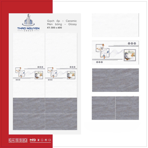 Bộ gạch ốp tường Redstar 300x600mm Ceramic REC36.8826
