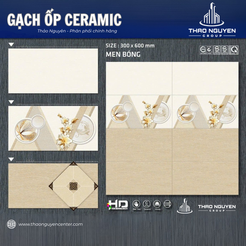 Bộ gạch ốp tường Redstar 300x600mm Ceramic REC36.8822