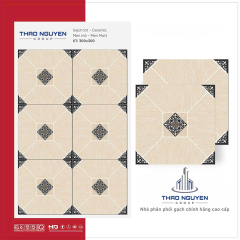 Gạch lát 30x30 RedStar họa tiết caro men Matt Ceramic REC33.4802