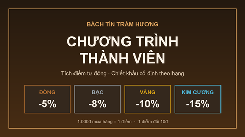 Chương trình Thành Viên Bách Tín Trầm Hương: tích điểm và chiết khấu theo hạng