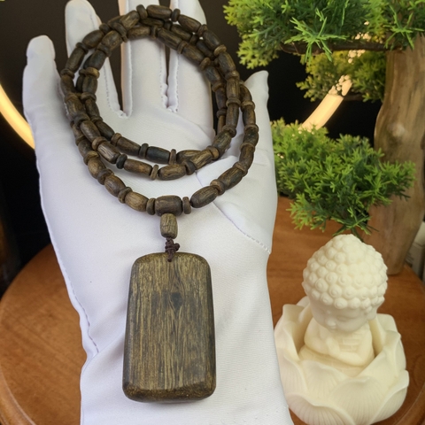 [LIVE] Vòng cổ trầm hương Kỳ Hải Nam cận chìm thơm nhẹ dễ chịu kèm mặt dây 20g 136