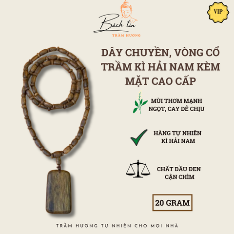 [LIVE] Vòng cổ trầm hương Kỳ Hải Nam cận chìm thơm nhẹ dễ chịu kèm mặt dây 20g 136