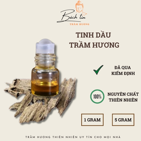 Tinh dầu trầm hương nguyên chất Bách Tín thiên nhiên liệu pháp mùi hương, hỗ trợ giấc ngủ 1-5gram