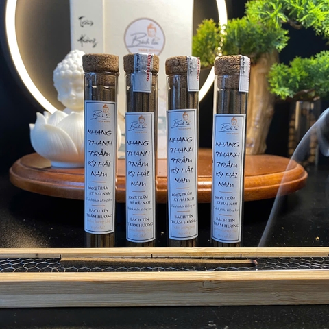 Combo Tịnh Tâm Ngự Khí - 4 Ống nhang thanh không keo trầm hương Kỳ Hải Nam, ống 10gram CB3