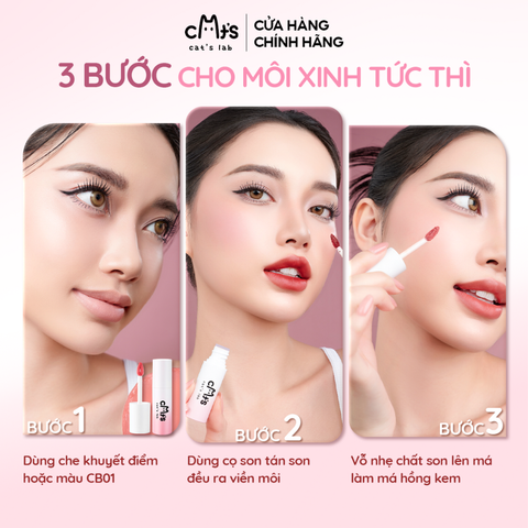 [Combo Best Seller] 2 Son Mây Cat's Lab, Blur Lip Velvet, Son và Má Hồng Mềm Mịn, Dễ Tán Nhẹ Môi 2.5g