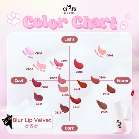 [BESTSELLER] Combo 3 Son Cat's Lab Blur Lip Velvet Son Mây chất mềm mịn dễ tán che viền môi, vân môi 2.5g