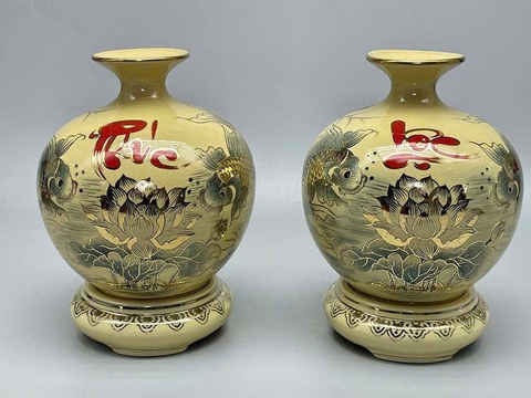 Cặp Bình Hút Lộc chữ PHÚC LỘC H23 vẽ vàng 24K