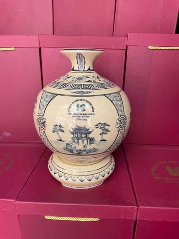Bình Hút Lộc Tứ Cảnh Hà Nội H25 kẻ vàng in logo Doanh Nghiệp