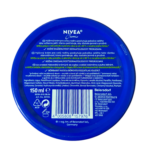 Kem dưỡng ẩm Nivea Creme nhập khẩu Đức, 150ml