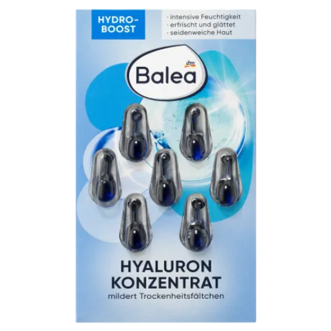 Serum dạng viên nang Balea Hyaluron Konzentrat dưỡng ẩm sâu, ngăn nếp nhăn, vỉ 7 viên