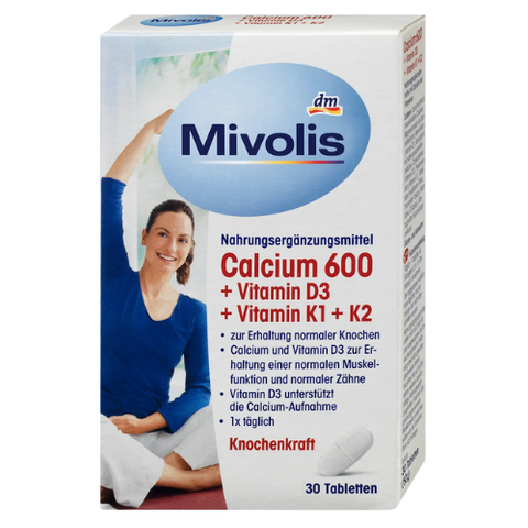 Viên uống Mivolis Calcium 600 + Vitamin D3 + K1 + K2, 30 Viên