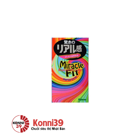 Bao cao su Sagami Miracle Fit hộp 10 chiếc - gân nổi, có màu