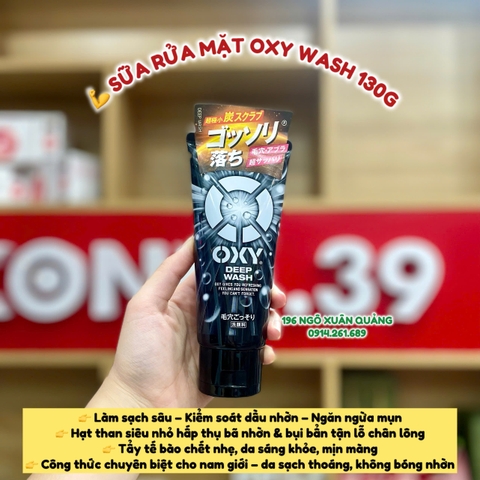Sữa rửa mặt làm sạch, ngăn ngừa mụn cho nam Oxy Wash (chiết xuất than bùn khoáng)