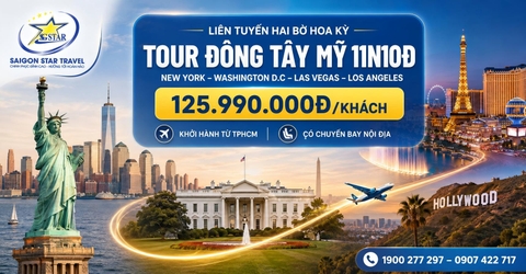 Tour Liên Tuyến Đông Tây Mỹ 11 Ngày 10 Đêm Từ TpHCM