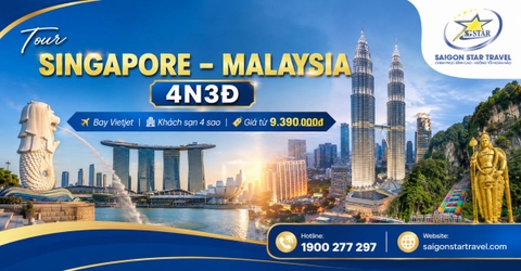 Tour Singapore Malaysia 4N3Đ từ TpHCM - Bay Vietjet, khách sạn 4 sao