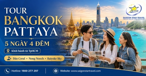 Tour Bangkok Pattaya 5 Ngày 4 Đêm Từ TpHCM Giá Tốt 2026
