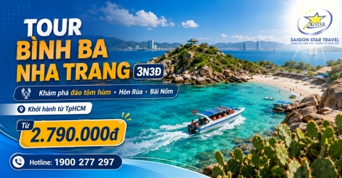 Tour Bình Ba Nha Trang 3 Ngày 3 Đêm Từ TpHCM | Khám Phá Đảo Tôm Hùm, Hòn Rùa, Bãi Nồm