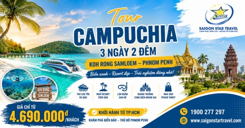 Tour Campuchia Koh Rong Samloem - Phnom Penh 3 Ngày 2 Đêm Từ TpHCM