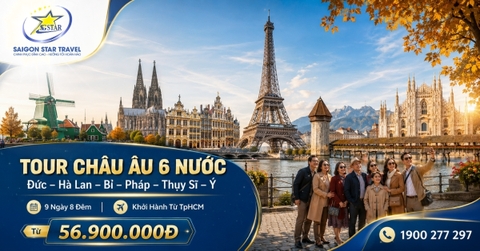 Tour Châu Âu 6 Nước 9N8Đ: Đức – Hà Lan – Bỉ – Pháp – Thụy Sĩ – Ý