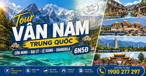 Tour Côn Minh - Đại Lý - Lệ Giang - Shangrila 6N5Đ Từ TpHCM