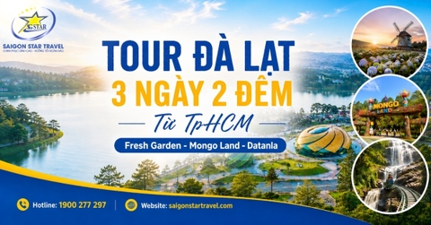 Tour Đà Lạt 3 Ngày 2 Đêm Trọn Gói Từ TpHCM: Langbiang, Fresh Garden, Mongo Land, Datanla, Samten Hills