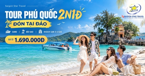 Tour Phú Quốc 2 Ngày 1 Đêm Đón Tại Đảo - Cano, Bãi Sao, Khách Sạn 3–5 Sao