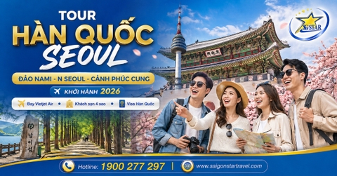 Tour Hàn Quốc Seoul 5N4Đ 2026 Từ TpHCM | Bay Vietjet Air, Nami, Everland