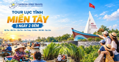 Tour Miền Tây 3 Ngày 2 Đêm 6 Tỉnh | Chợ Nổi Cái Răng - Mũi Cà Mau