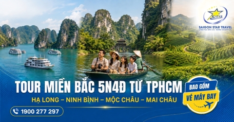 Tour Miền Bắc 5N4Đ Từ TpHCM: Hạ Long - Ninh Bình - Mộc Châu - Mai Châu
