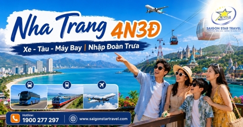 Tour Nha Trang 4 Ngày 3 Đêm Nhập Đoàn Trưa, Đi Xe - Tàu - Máy Bay
