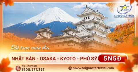 Tour du lịch Nhật Bản 5N5Đ - Osaka- Kyoto - Núi Phú Sĩ - Tokyo