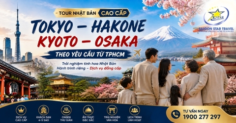 Tour Nhật Bản Cao Cấp Tokyo - Hakone - Kyoto - Osaka Từ TpHCM
