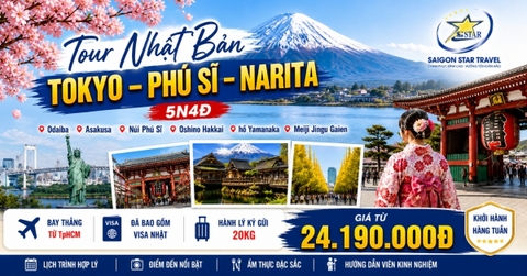 Tour Nhật Bản Tokyo Phú Sĩ Narita 5N4Đ từ TpHCM bay Vietjet Air