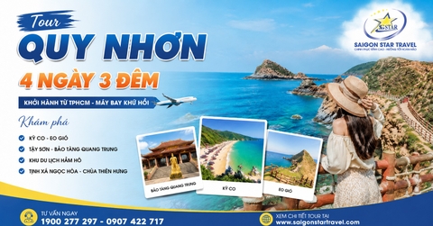 Tour Quy Nhơn 4 Ngày 3 Đêm Từ TpHCM - Kỳ Co, Eo Gió, Tây Sơn, Hầm Hô