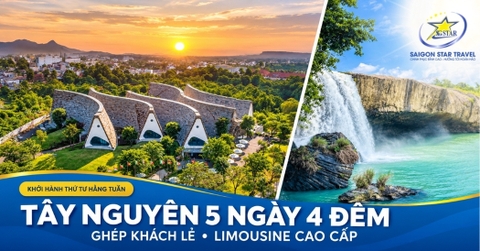 Tour Tây Nguyên 5 Ngày 4 Đêm Từ TpHCM | Ghép Khách Lẻ Hằng Tuần, Xe Limousine Cao Cấp