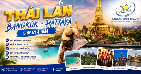 Tour Thái Lan Bangkok Pattaya 5 Ngày 4 Đêm Khởi Hành Từ TpHCM
