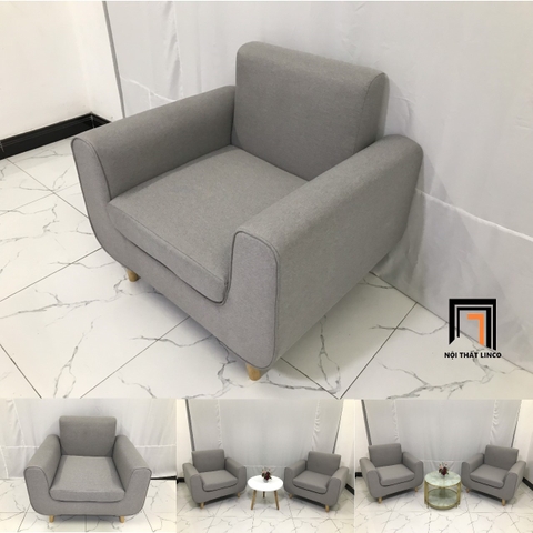 P1 Ghế sofa đơn 1 người ngồi NS04 xám trắng cho phòng khách