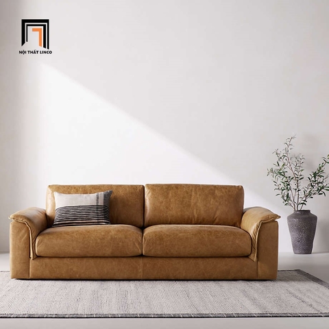 B1 Ghế sofa băng gia đình cao cấp BT311 Wythe 1m9 da giả màu nâu