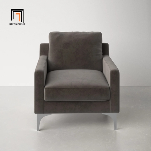 E3 Ghế sofa đơn vải nhung xám đen DT6 Jones cho phòng khách