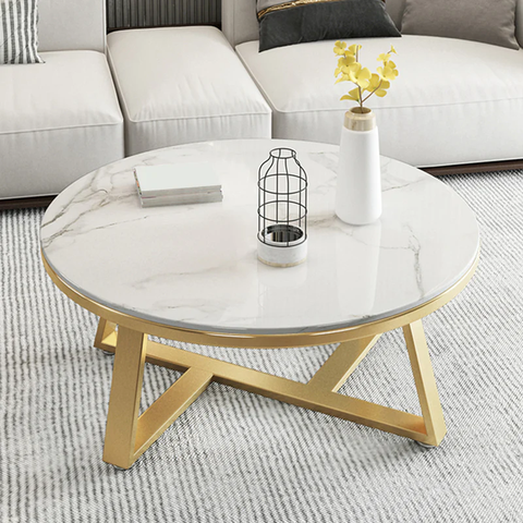 O1 Bàn sofa mặt đá trắng xinh 70cm BSF9 Hamis cho sảnh chờ nhỏ