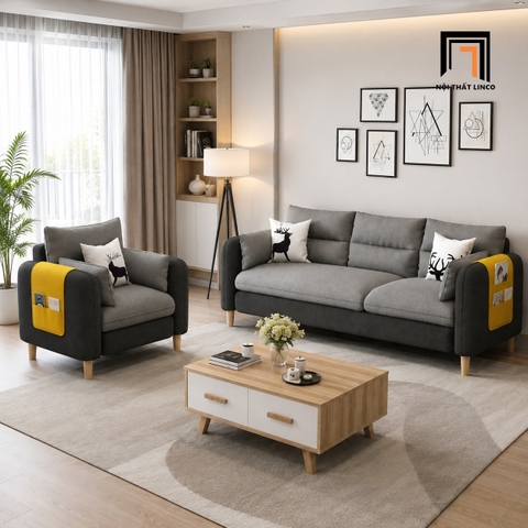 A4 Bộ ghế sofa văn phòng giá rẻ KT140 Colton màu xám lông chuột