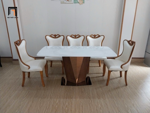 Bộ bàn ghế ăn 1m6 hiện đại GF31-BAD6-G320-B61 mặt đá