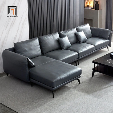 D5 Sofa góc L da Pu xám hiện đại GT147 Santafe 3m x 1m6 phòng khách