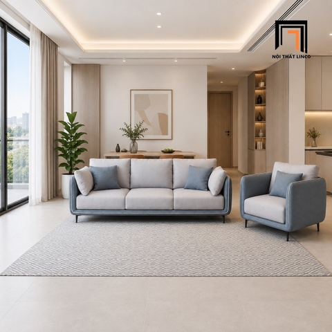 F3 Bộ ghế sofa phòng khách phối màu da giả KT139 Sken hiện đại