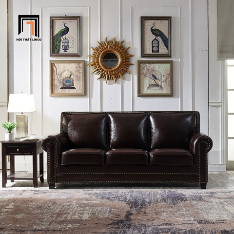 D1 Sofa băng tân cổ điển 2m1 BHQ47 Clyro đính nút đồng sang trọng