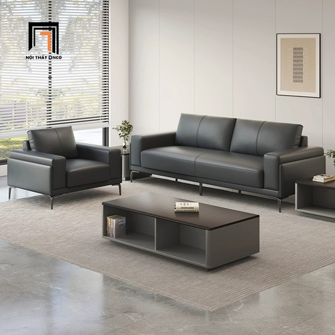 F2 Bộ ghế sofa phòng khách giá rẻ KT1 Sigrin da giả màu xám